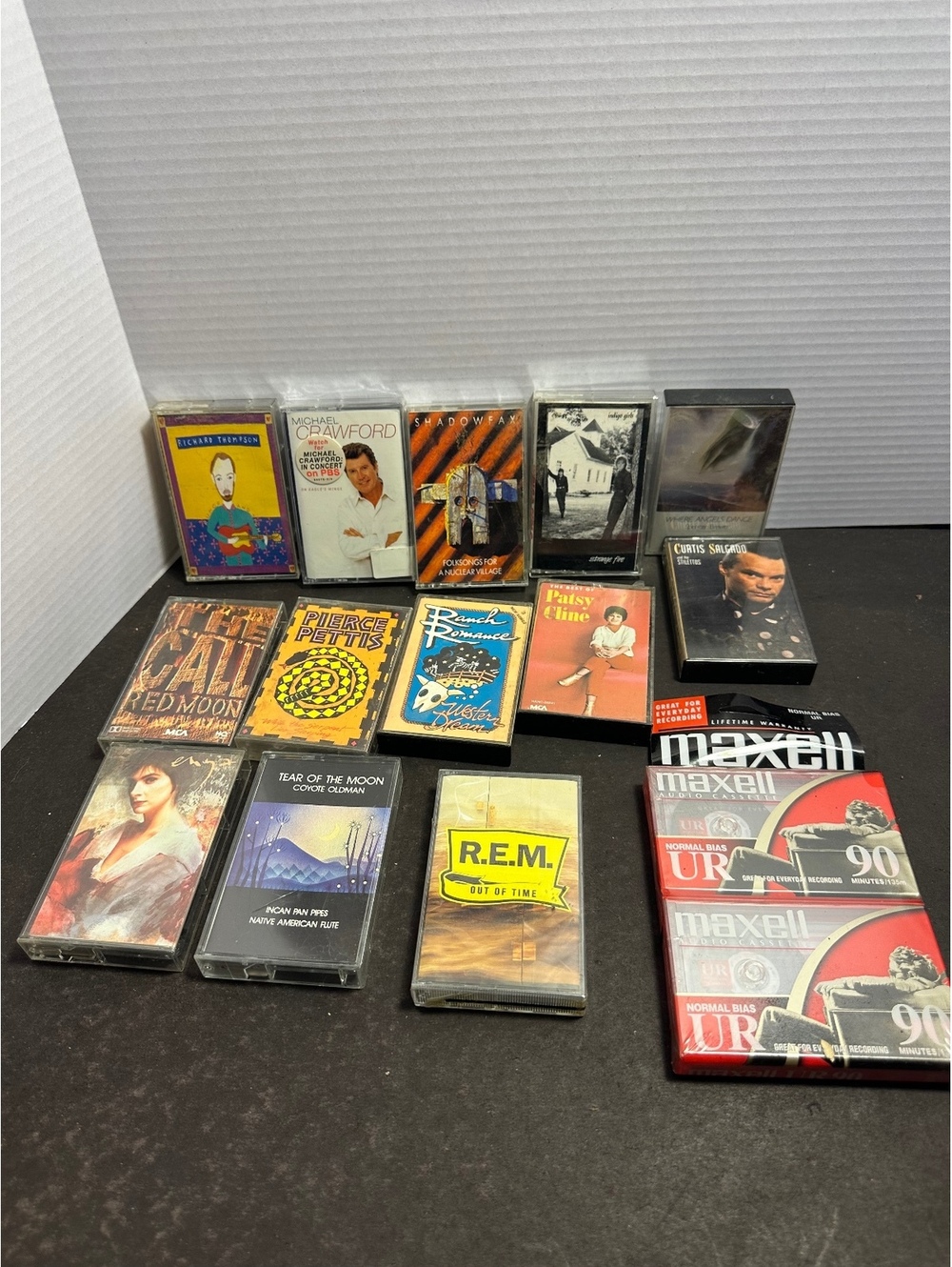 Vintage Cassette Tape Lot 15 R.E.M. Enya Patsy Cline Indigo Girls Maxell